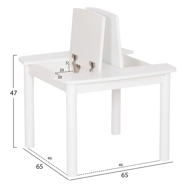 ΤΡΑΠΕΖΑΚΙ ΠΑΙΔΙΚΟ ΜΕ ΑΠΟΘ.ΧΩΡΟΥΣ FB918339.03 MDF & ΣΥΜΗΔΑ ΣΕ ΛΕΥΚΟ 65x65x47Υεκ 2