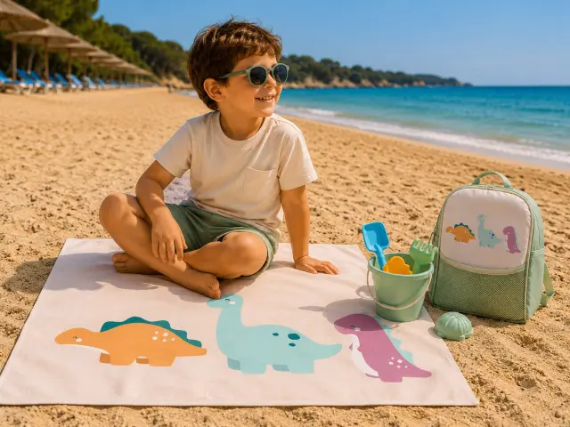 Saro: Πετσέτα Παραλίας Microfiber Happy Dinos 90x160εκ. 2