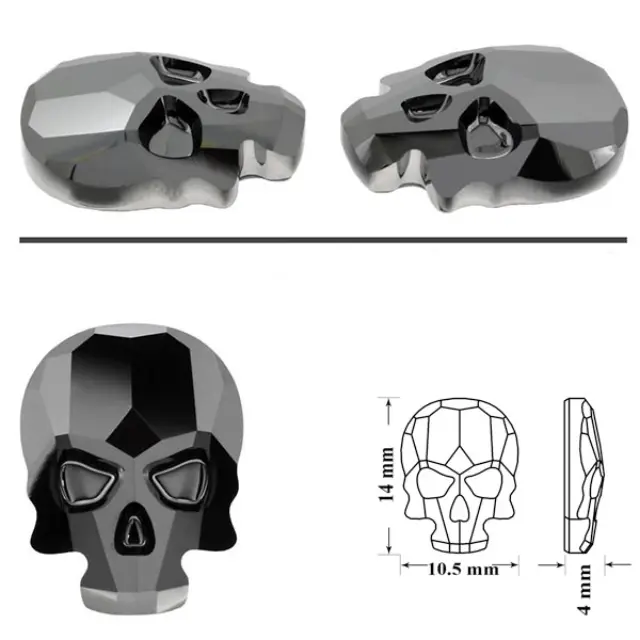 Swarovski 2856 Skull Jet Hematite 14x10.5mm - 2τεμ