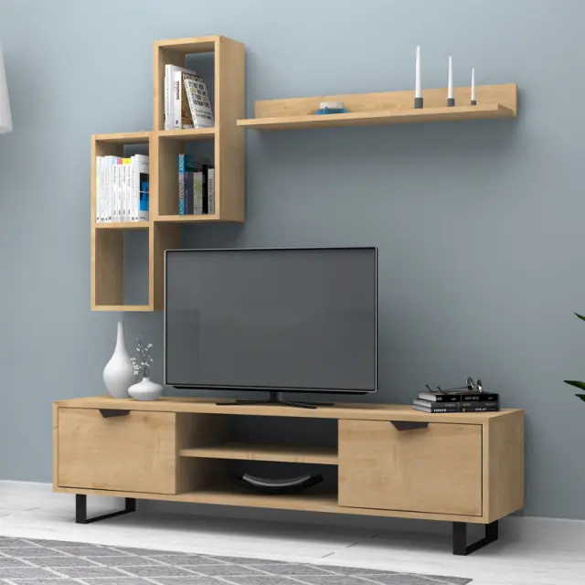 Σύνθεση τηλεόρασης Lonsa Megapap χρώμα φυσικό οξιάς 160x35x40εκ.