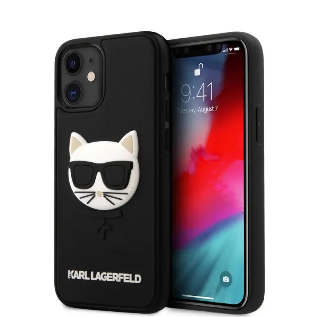 Karl Lagerfeld 3D Rubber Case Choupette Head - Black - Iphone 12 Mini