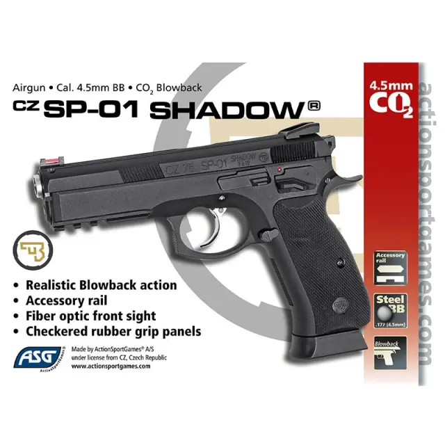 ASG CZ SP-01 SHADOW GBB MS Αεροβόλo Πιστόλι CO2 BBs 4.5mm 2