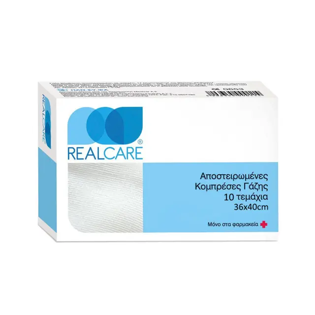 Real Care Αποστειρωμένες Κομπρέσες Γάζης 36x40cm, 10τμχ