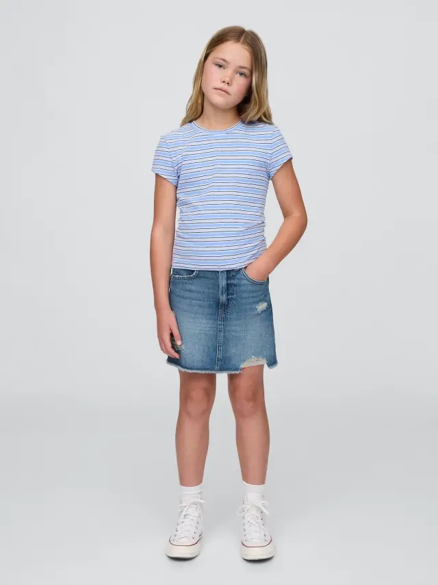 Μπλε Παιδική High Rise Denim Φούστα με Washwell Medium wash - 5