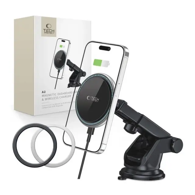 Tech-Protect Car Phone Holder with MagSafe 15W Inductive Charger for Cockpit A2 Black