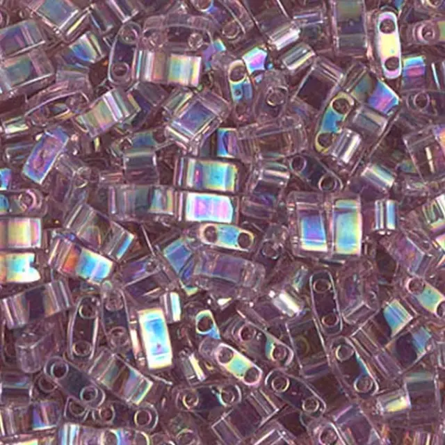 Χάντρα Miyuki Half Tila No256 Transparent Smoky Amethyst AB ~7gr