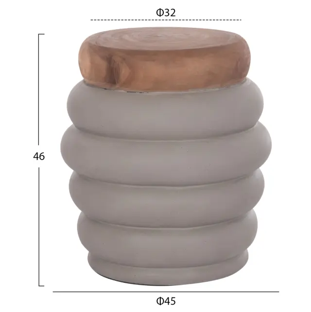 ΣΚΑΜΠΟ FB918172.03 FIBER CEMENT ΓΚΡΙ- ΞΥΛΟ TEAK TOP Φ45x46Υεκ. 2