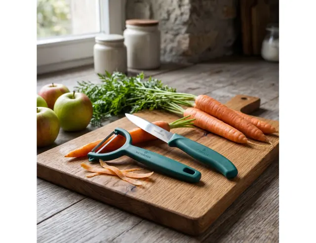 Σετ Μαχαίρια Γενικής Χρήσης & Αποφλοιωτής Victorinox Swiss Classic με μήκος λεπίδας 8cm - Green - 2 τεμάχια6.7114.22C1