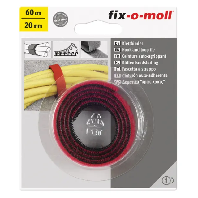 Δεματικό Hook+Loop Κόκκινο/Μαύρο 60cmx20mm 2