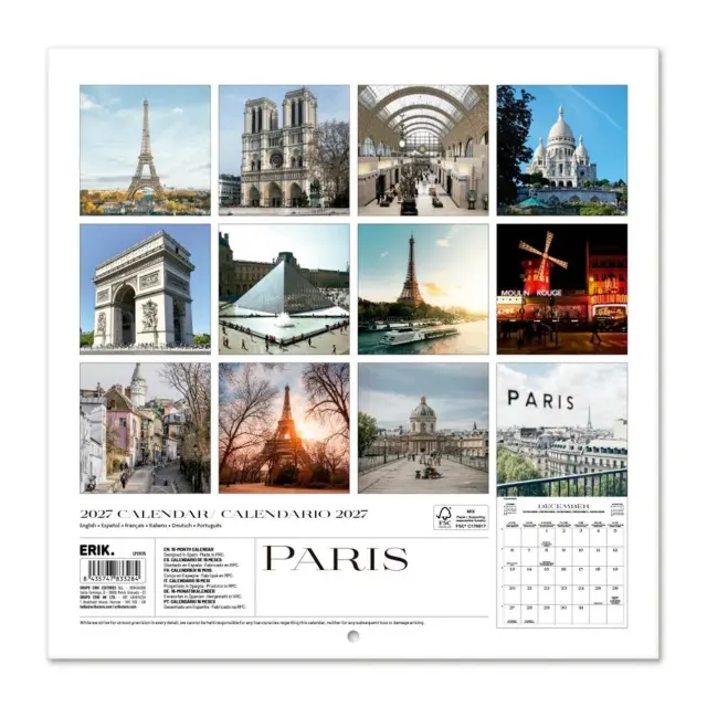 HMEΡΟΛΟΓΙΟ ΤΟΙΧΟΥ PARIS 2027 30X30 CALENDAR CP27075 2