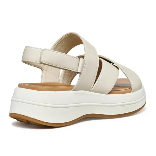 Γυναικεία Δερμάτινα Σανδάλια Flatforms Geox Spherica D650VC 0009B C1122 Μπεζ Μπεζ - 39 3