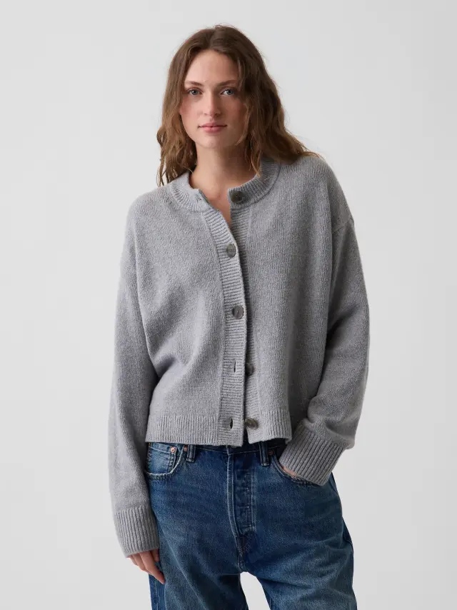 Γυναικεία Ζακέτα CashSoft σε Oversized Chunky Γραμμή Heather grey