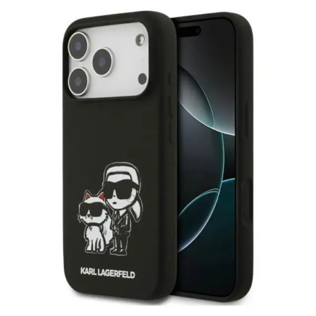 Θήκη Σιλικόνης Karl Lagerfeld Apple iPhone 18 Pro/ 17 Pro Sketch & Logo Karl & Choupette Μαύρο N68998