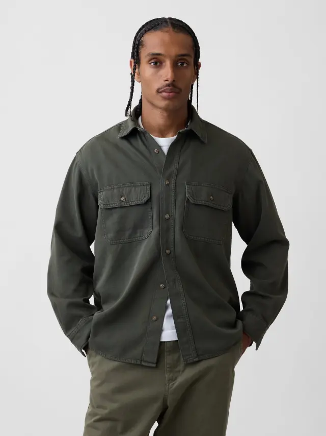 Ανδρικό Τζιν Πουκάμισο UltraSoft Χαλαρής Γραμμής tweed green