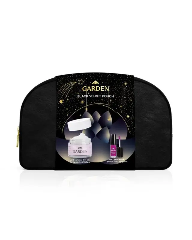 GARDEN Black Velvet Pouch | Αντιρυτιδική Κρέμα με Υαλουρονικό Οξύ, 50ml & Mini υγρό ματ κραγιόν μακράς διαρκείας Vivid Magenta 04, 2ml