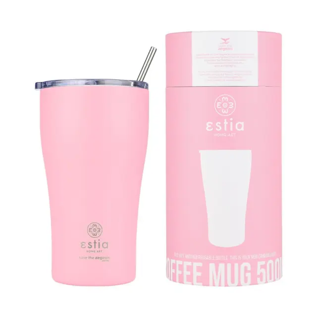 Estia Θερμός Coffee Mug Save The Aegean 500Ml Blossom Rose