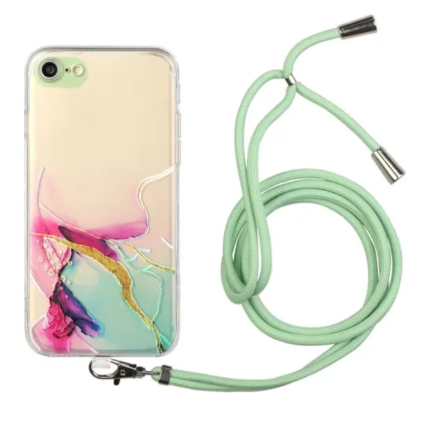 Θήκη Σιλικόνης Hollow Marble για iPhone 6 Plus με Κορδόνι για τον Λαιμό Green