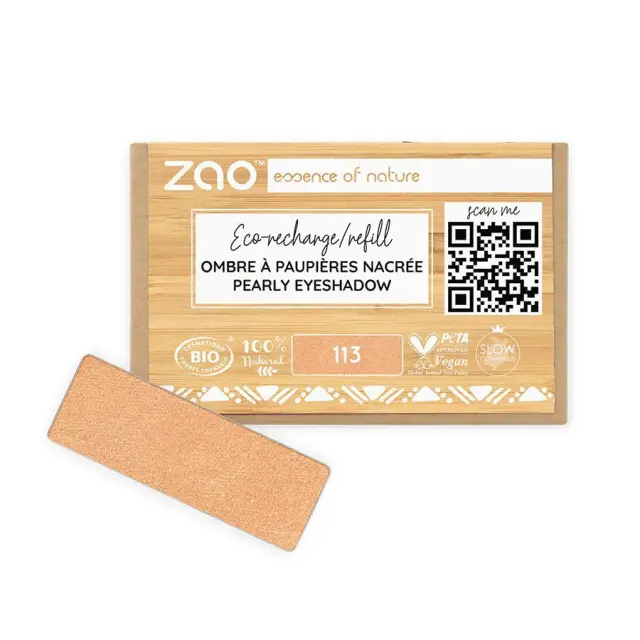 Zao Organic Eyeshadow Rectangle Pearly Refill - Βιολογική Pearly Σκιά Ματιών (Ανταλλακτικό) - Zao 113 Coppered gold