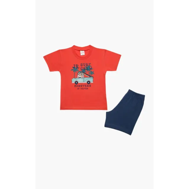 Πυτζάμα Βρεφική Καλοκαιρινή Minerva Surf Crew Κοραλί No 3 61946-471