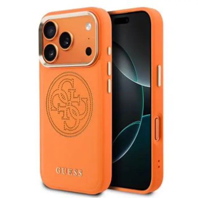 Guess PU Perforated 4G Logo MagSafe Case for iPhone 17 Pro Orange