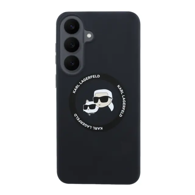 Karl Lagerfeld Liquid Silicone Double Heads Magnetic Case for Samsung Galaxy S26 FE Black 3