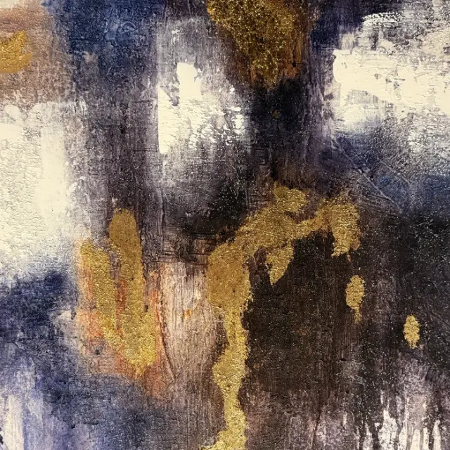 Πίνακας καμβά SULFUR λευκό μπλε χρυσό 100x150 cm Άσπρο Σαμπανιζέ 3