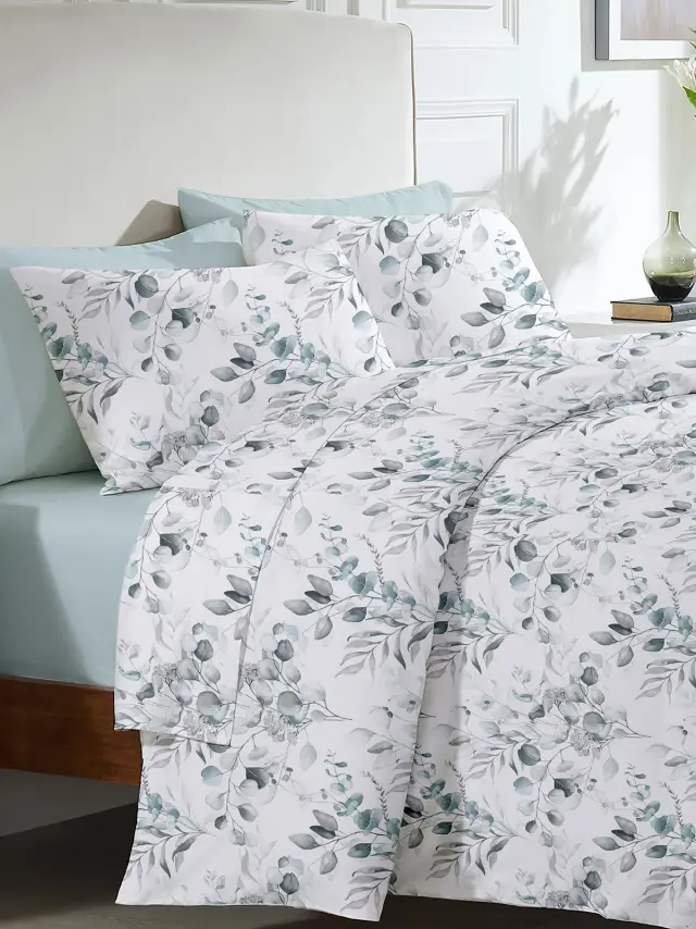 Σετ Σεντόνια Menta Εμπριμέ 560 Grey Υπέρδιπλο (235x250) Sunshine