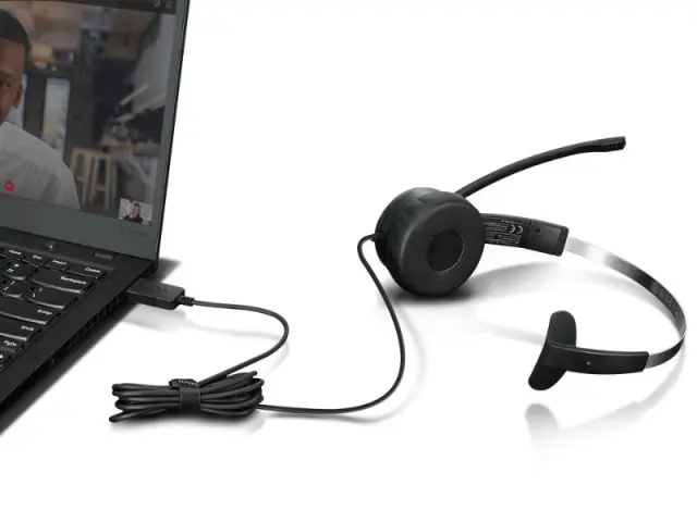 Lenovo 100 Mono USB Headset (Black) (4XD1B61617) 3