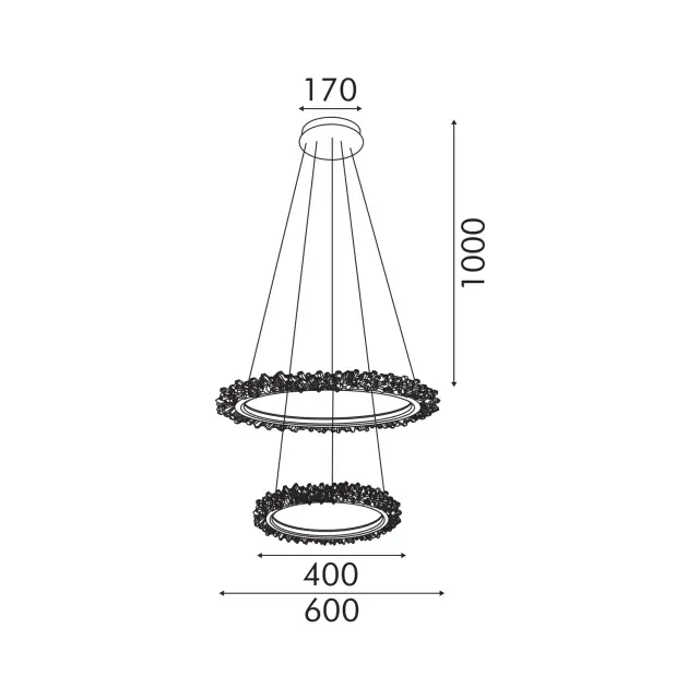 ΚΡΕΜΑΣΤΟ ΦΩΤΙΣΤΙΚΟ ACA HM251784GR ΧΡΥΣΟ LED 60W 2700K-3000K-4000K IP20 D60+D40XH120CM / HM251784GR 2
