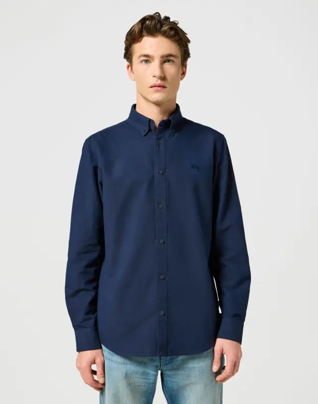 Wrangler Ανδρικό Πουκάμισο Oxford 112357241 – Dark Navy - S