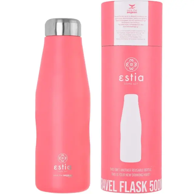 Estia® Travel Flask Save Aegean Μπουκάλι Θερμός 500ml- Fusion Coral (01-9861)