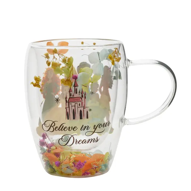 Κούπα γυάλινη DISNEY PRINCESS - Princess - Glass mug with Dried Flowers 300ml DI2333 2