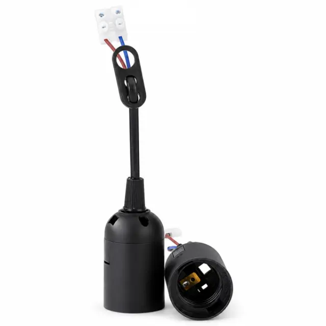 Screw Lamp Holder E27 Black (3-Pack Blister)