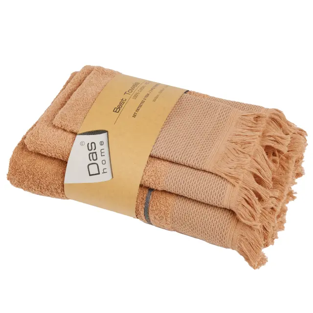 Πετσέτες Σετ 3Τεμ 30x50-50x90-70x140 450gsm Best Das Home 0843 Teracotta 100% βαμβακερό 2