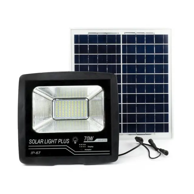 Στεγανός Ηλιακός Προβολέας IP67 Ισχύος 100W με Τηλεχειριστήριο σε Μαύρο χρώμα GD-8770 15595 3