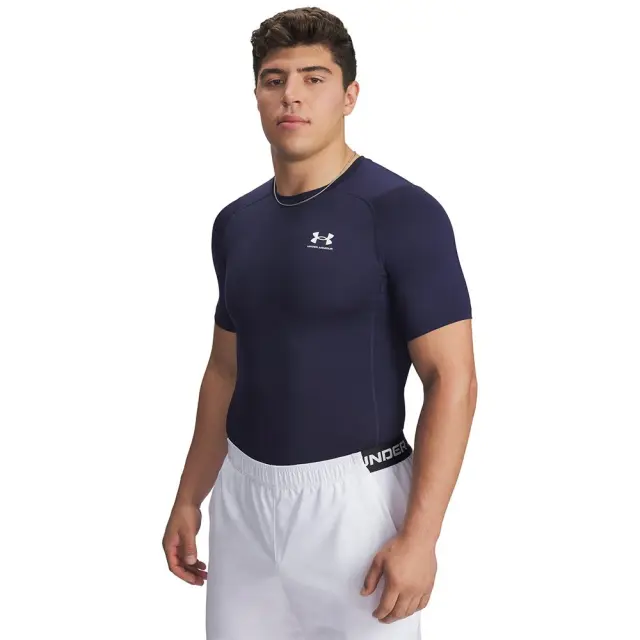 Under Armour Heat Gear Comp SS (1361518-410) - Λευκό-Μπλέ