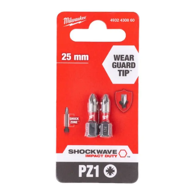Μύτες Pozidrive 1x25mm MILWAUKEE SHOCKWAVE IMPACT DUTY Σετ 2Τμχ 2