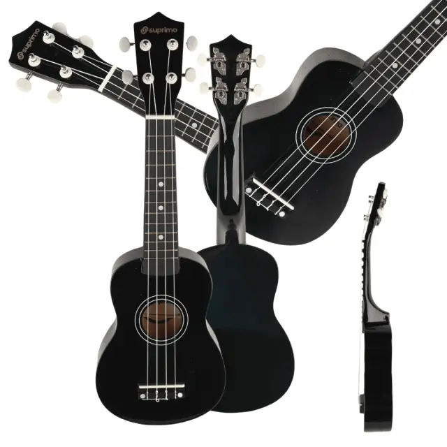 SUPRIMO UK21 BK soprano ukulele 21” black wooden for children learning to play 3