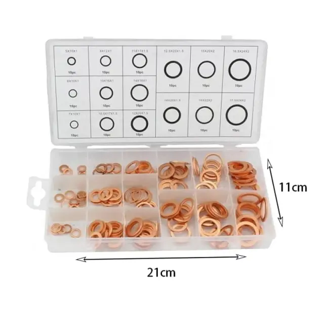 Σετ ροδέλες χαλκού 150τεμ - Copper washer assortment 58047 2