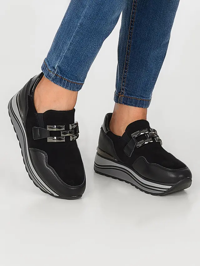 Donna Serena Sneakers Γυναικείο Δέρμα/Άλλα Υλικά Μαύρο DSE/5518 NERO 2