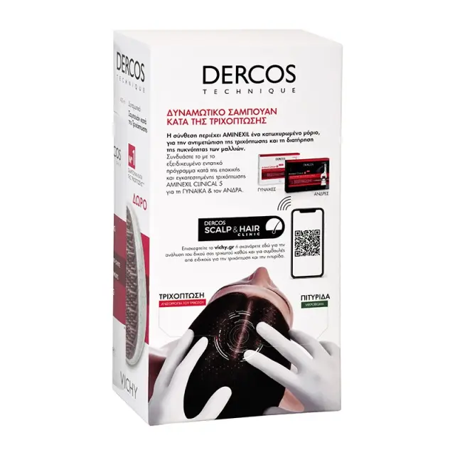 Vichy Set Dercos Δυναμωτικό Σαμπουάν Κατά της Τριχόπτωσης 400ml + Δώρο Βούρτσα Μαλλιών από Ίνες Σιταριού 1τμχ 2