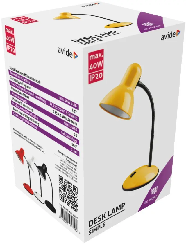 Avide Basic Φωτιστικό Γραφείου Simple Κίτρινο 15.001.0489 2