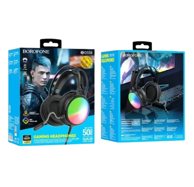 Over Ear Gaming Ακουστικά σύνδεσης 3.5mm/USB με μικρόφωνο Μαύρο BO108 2