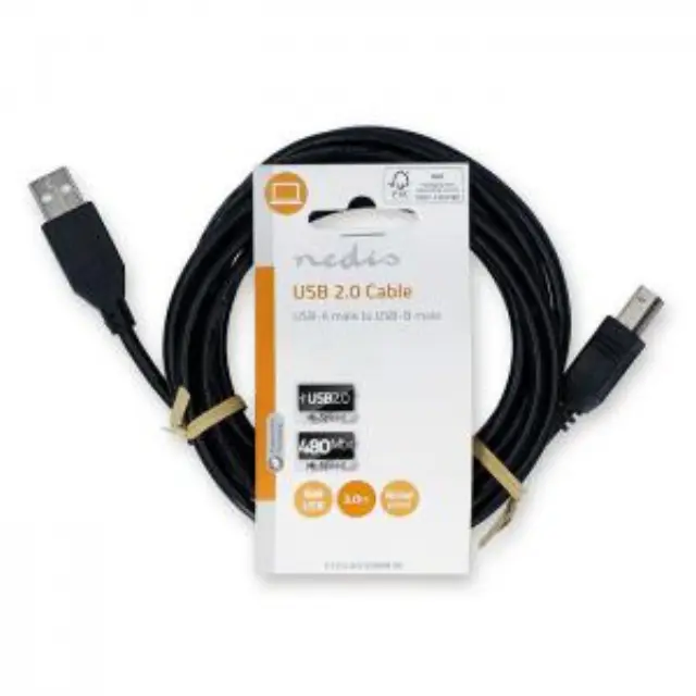 Καλώδιο USB High-Speed A αρσ. - USB B αρσ., 3.00m σε μαύρο χρώμα. 2