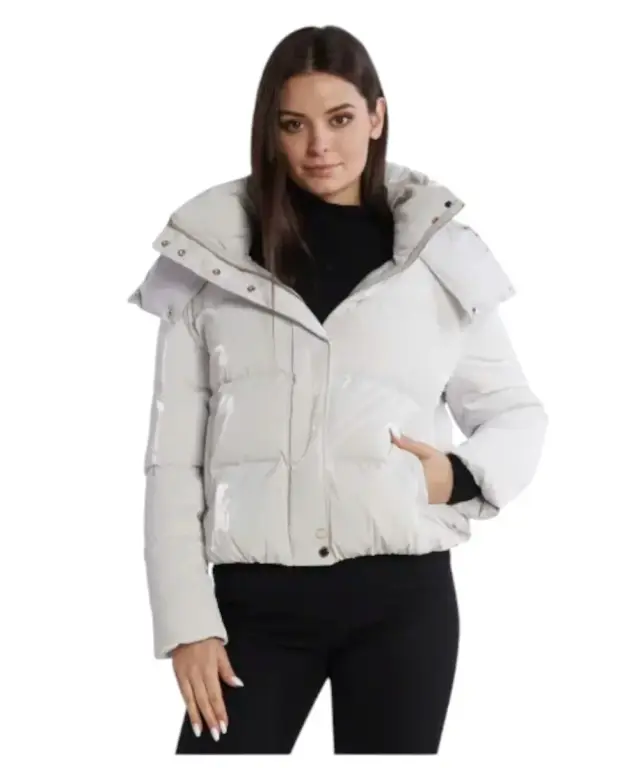 Patrizia Pepe - Γυναικείο Χειμωνιάτικο Μπουφάν Short hooded down jacket 2O0057-A347-W356 Λευκό - 40