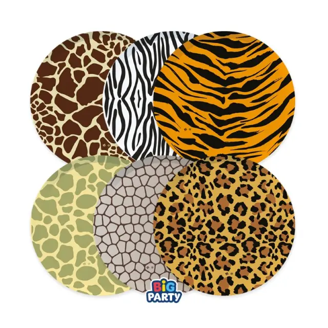 Πιάτα Χάρτινα Φαγητού 24εκ. Animal Print Mix / 6 τμχ