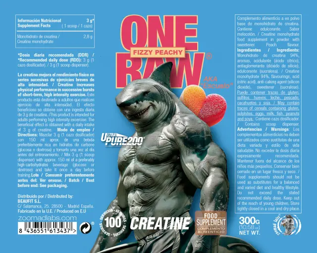 Zoomad Labs One Raw® Creatine Fizzy Peachy, 300 g 2