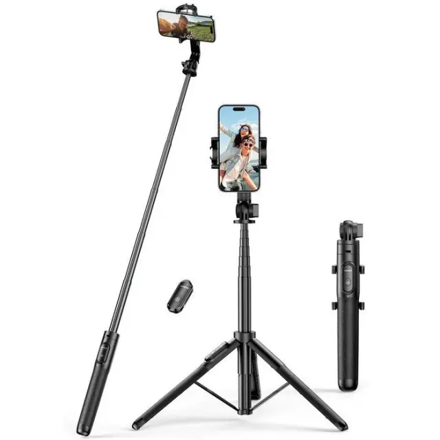 Selfie stick / τηλεσκοπικό κοντάρι με βάση και τηλεχειριστήριο Bluetooth 1,5m Ugreen LP586 - μαύρο