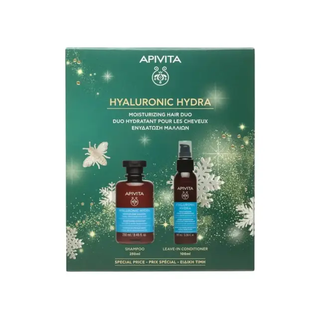 Apivita | Promo Hyaluronic Hydra Shampoo - Ενυδατικό Σαμπουάν, 250ml & Hyaluronic Hydra Moisturizing Leave In Conditioner - Κρέμα Μαλλιών Ενυδάτωσης, 100ml | 1set