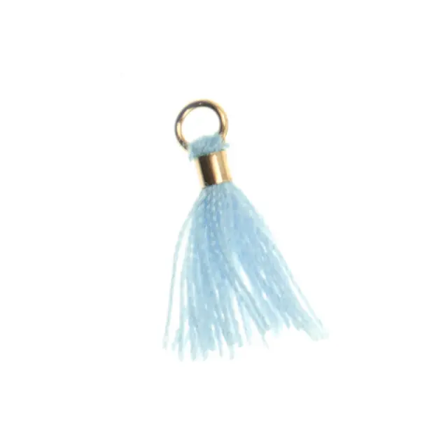 Φούντα με Κρικάκι Gold 12mm - Light Blue - 5τεμ
